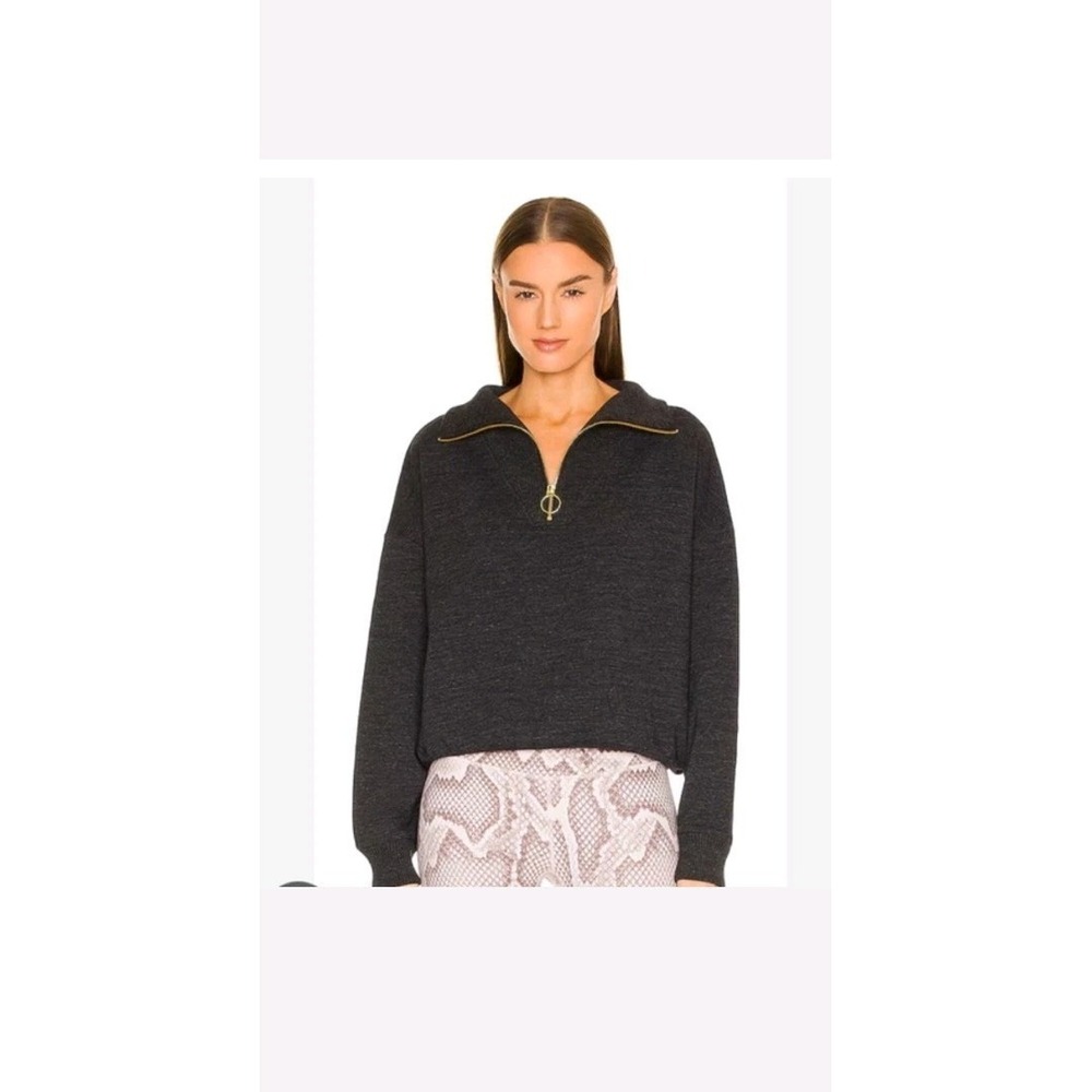Varley Miller Sweater Half Zip Dark Black Marl Size XL